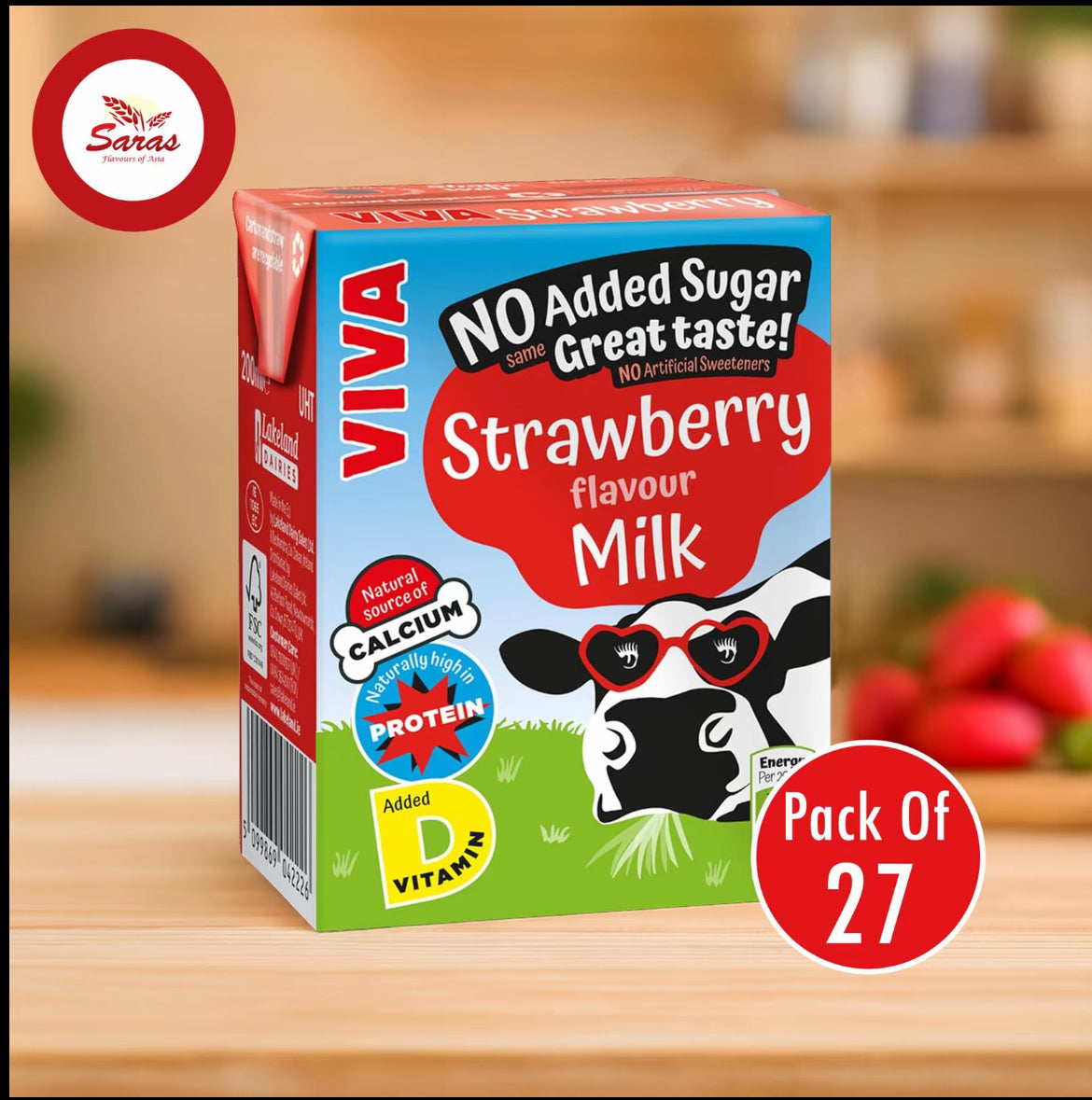 Viva Milk Drinks 27 × 200ml | Semi-Skimmed, Strawberry & Chocolate Flavour Milk