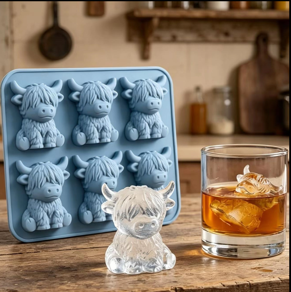 Highland Cow Ice Cube Mold 3D Silicone