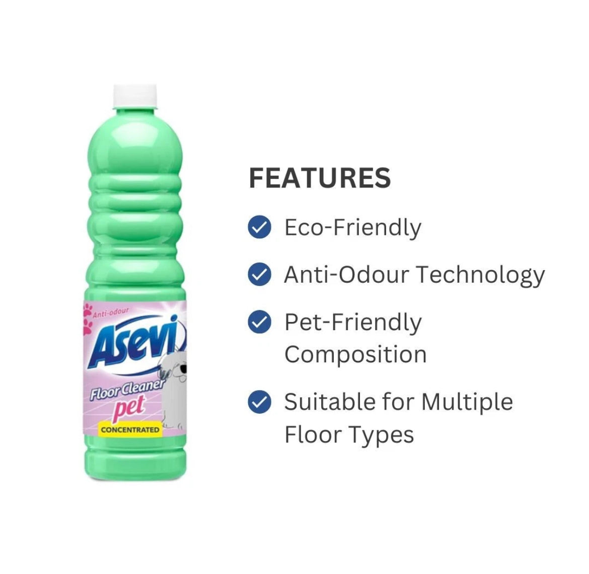 Asevi Concentrated Floor Cleaner Liquid Pet 1L x 3