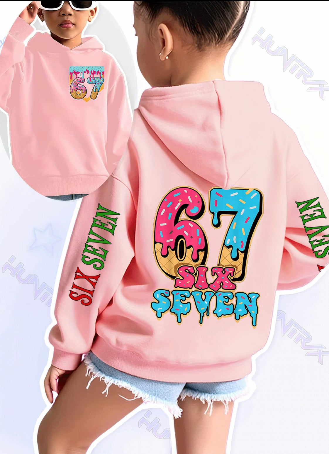 Girls' Fun Number Print Hoodie