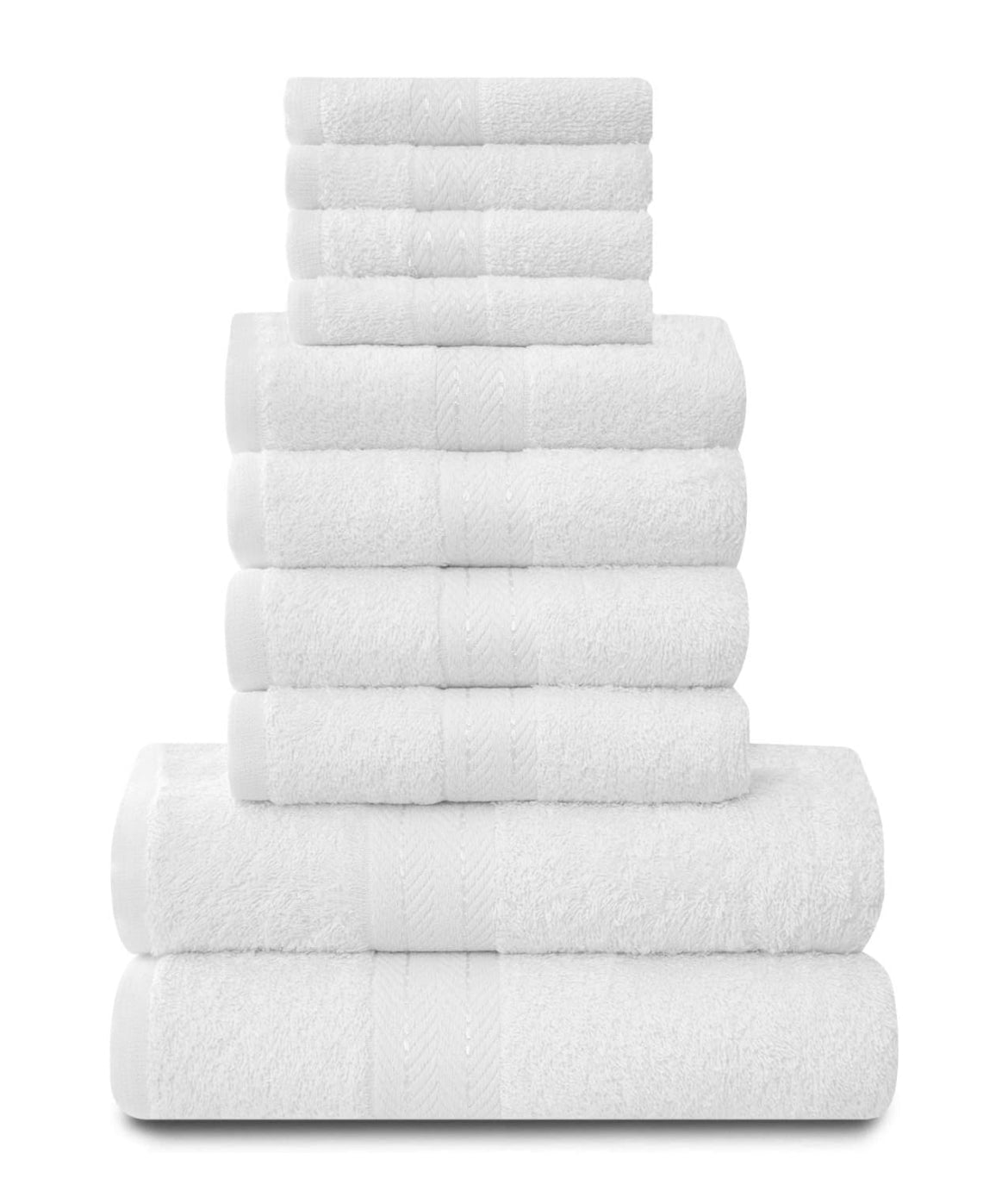 Towels Family Bale Set - 10 Piece 100% Egyptian Cotton, 4x Face 4x Hand 2x Bath Towe
