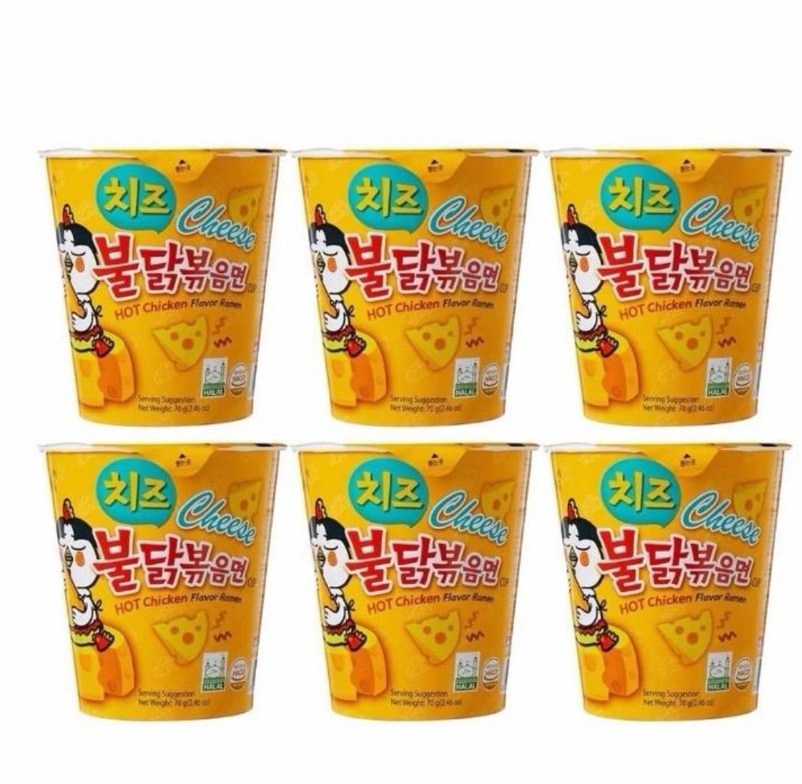 Samyang Buldak Hot Chicken Cup 6 × 70g - Please Select Flavour