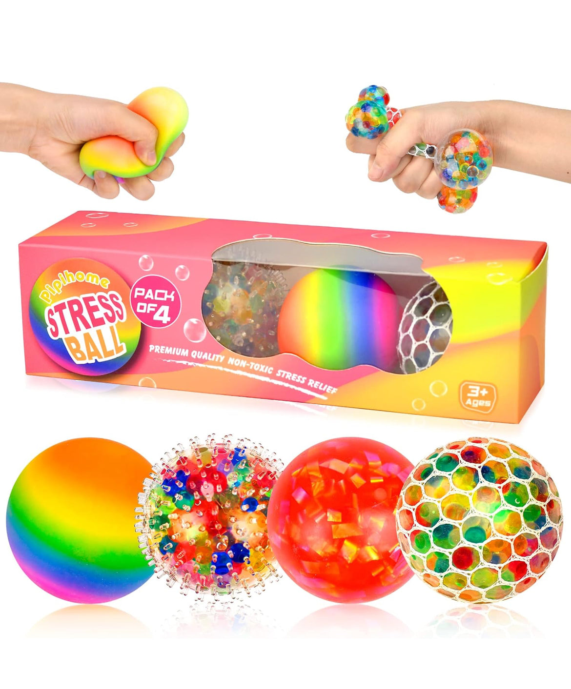 4 Pack Stress Balls Fidget Toys for Adults and Kid