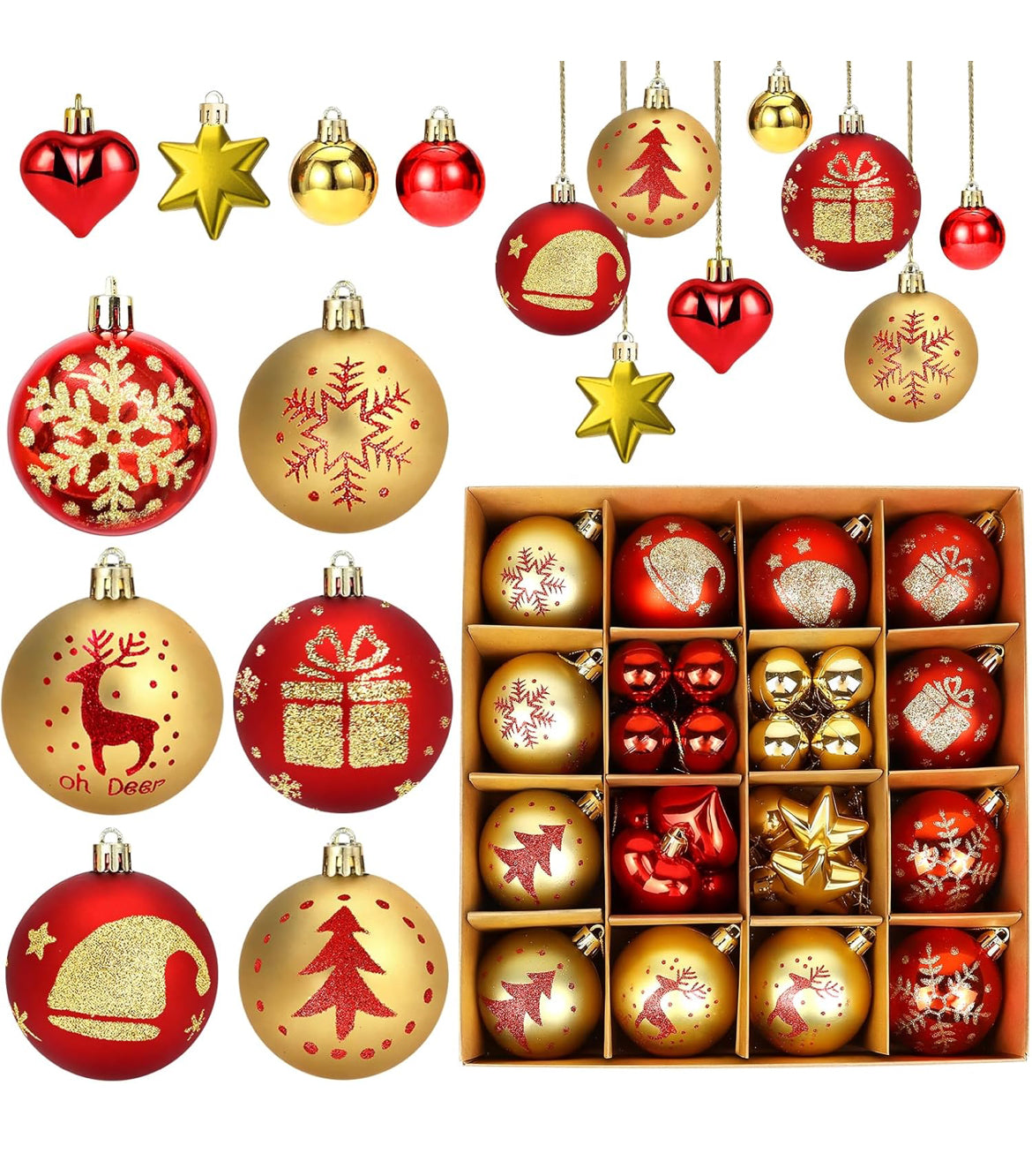 Red and Gold Xmas Tree Decoration,40Pcs