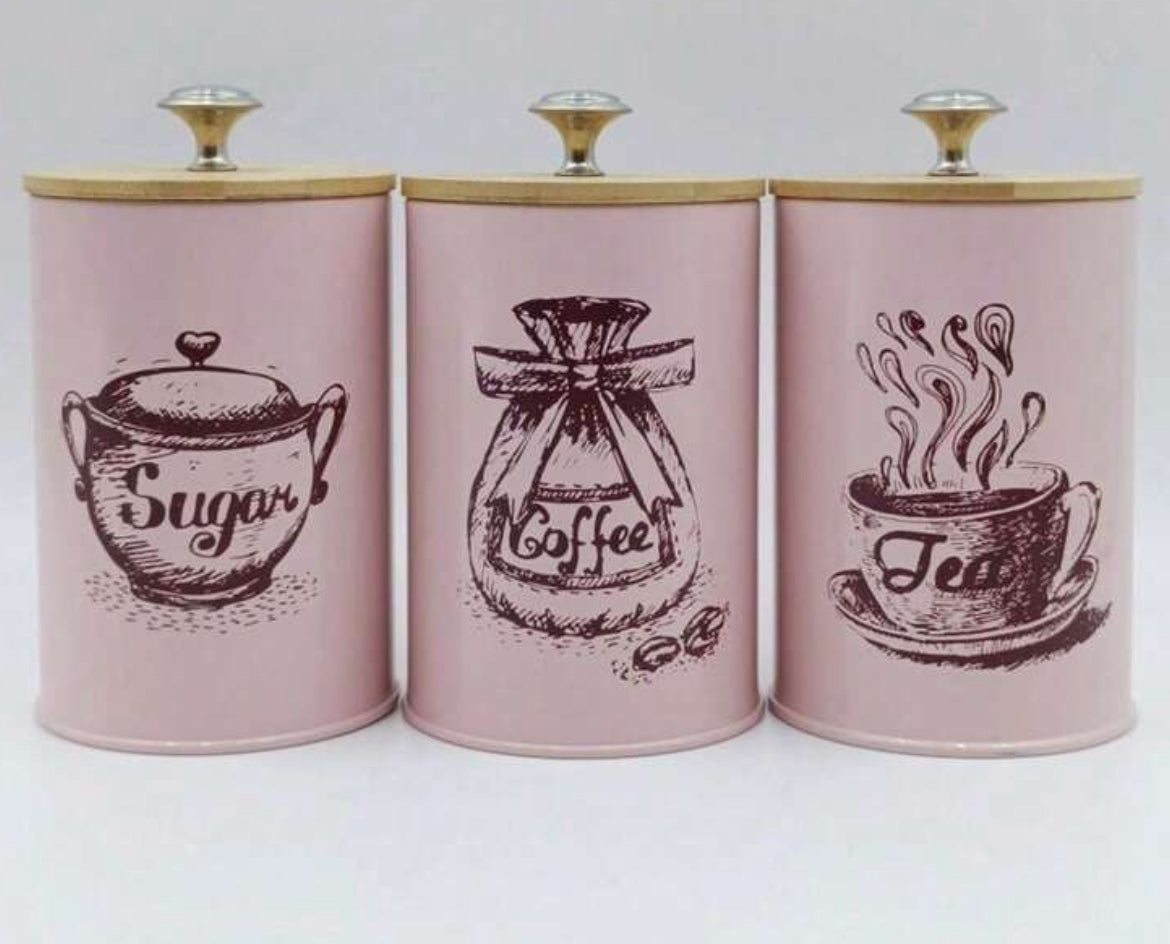 3pcs Sugar , Coffee, Tea canisters
