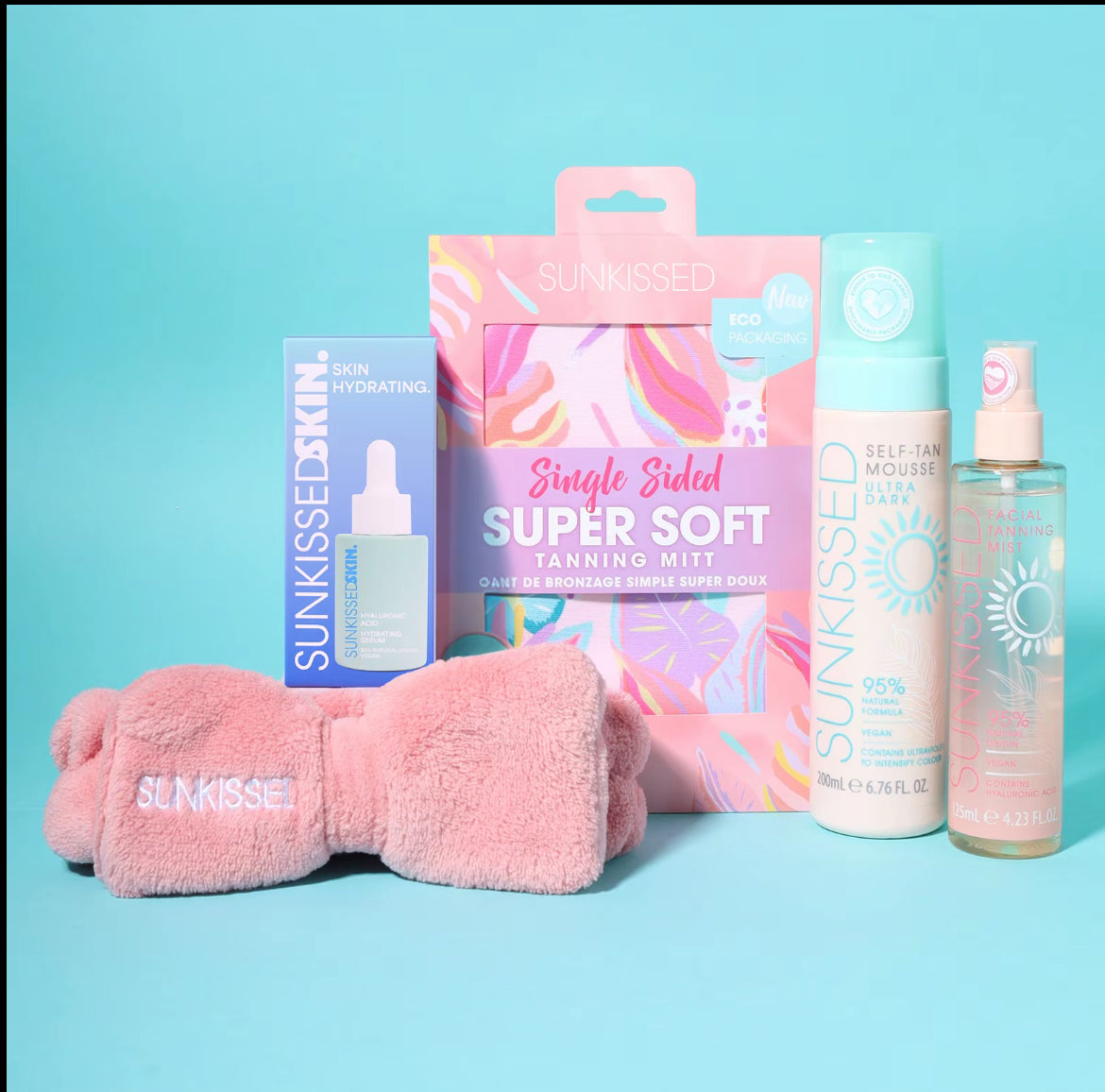 Sunkissed Pure Glow Tan Bundle Shade Ultra Dark – Self Tan Mousse, Tan Mitt, Facial Tanning