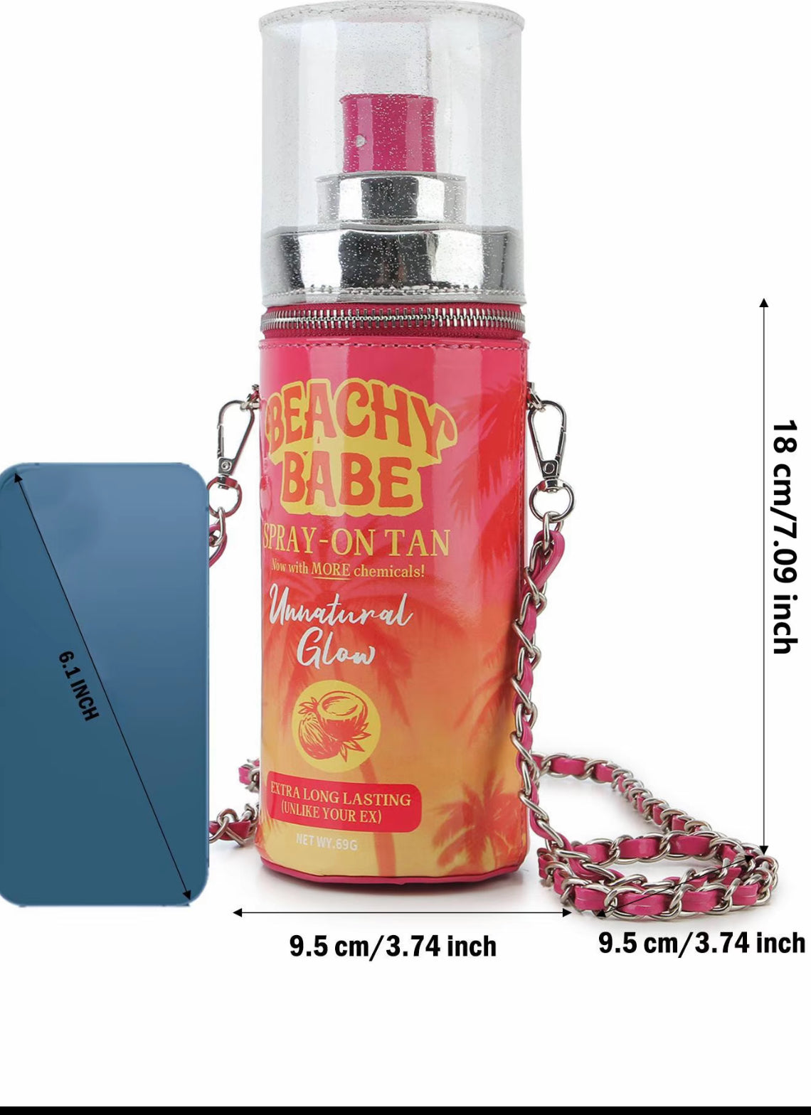 Novelty Spray Bottle Design Women's Chain Crossbody Bag, Fashion Fun shape Purses and