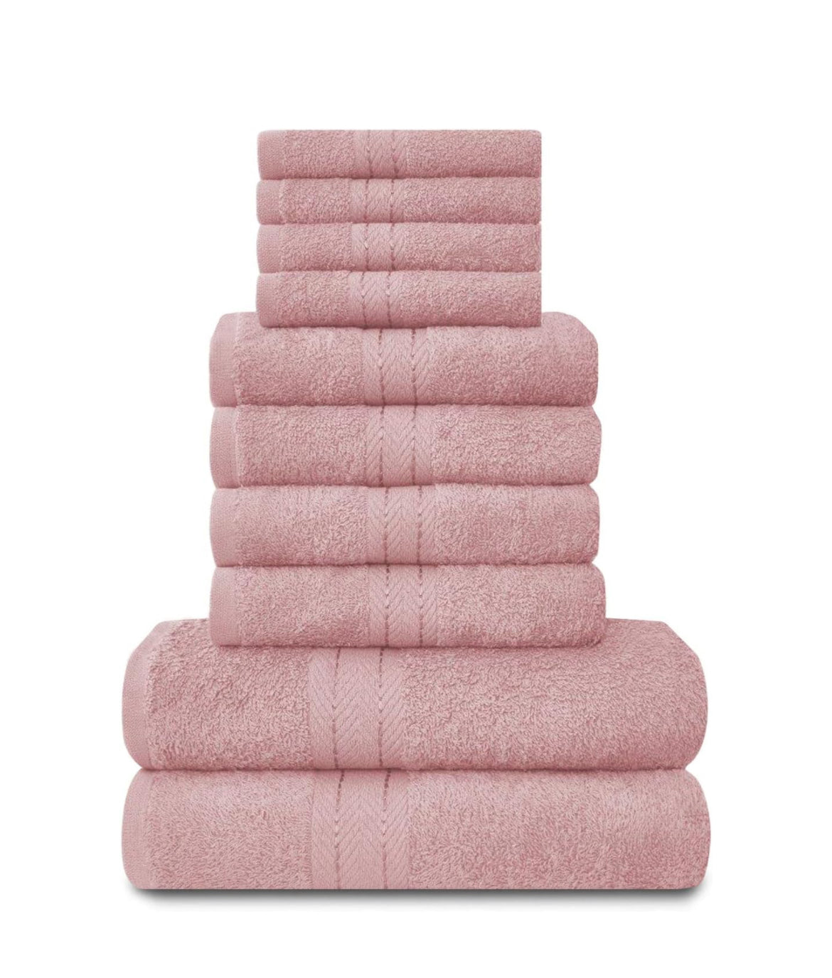 Towels Family Bale Set - 10 Piece 100% Egyptian Cotton, 4x Face 4x Hand 2x Bath Towe