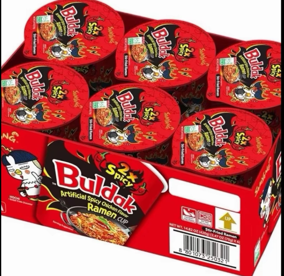 Samyang Buldak Hot Chicken Cup 6 × 70g - Please Select Flavour