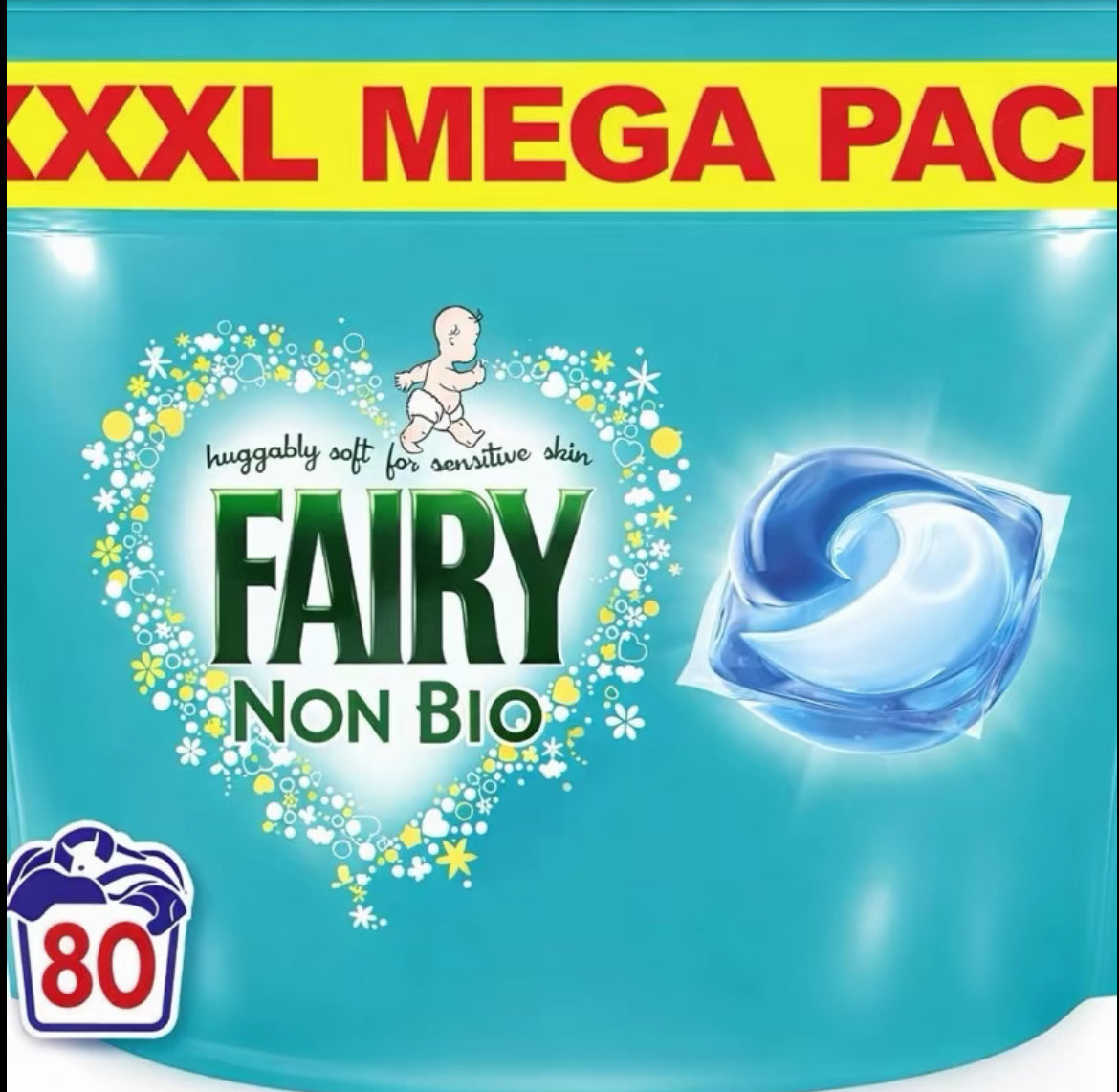 Fairy Non Bio PODS Washing Liquid Capsules XXL Mega Pack, For Sensitive Skin