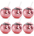 6 Pack Disco Ball Cups with Lids & Straws