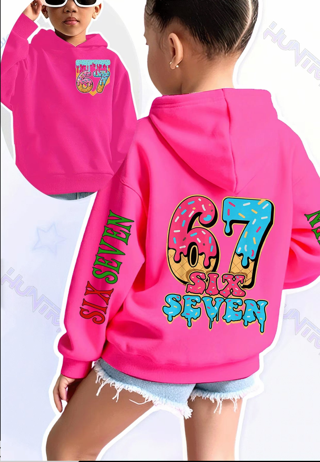 Girls' Fun Number Print Hoodie