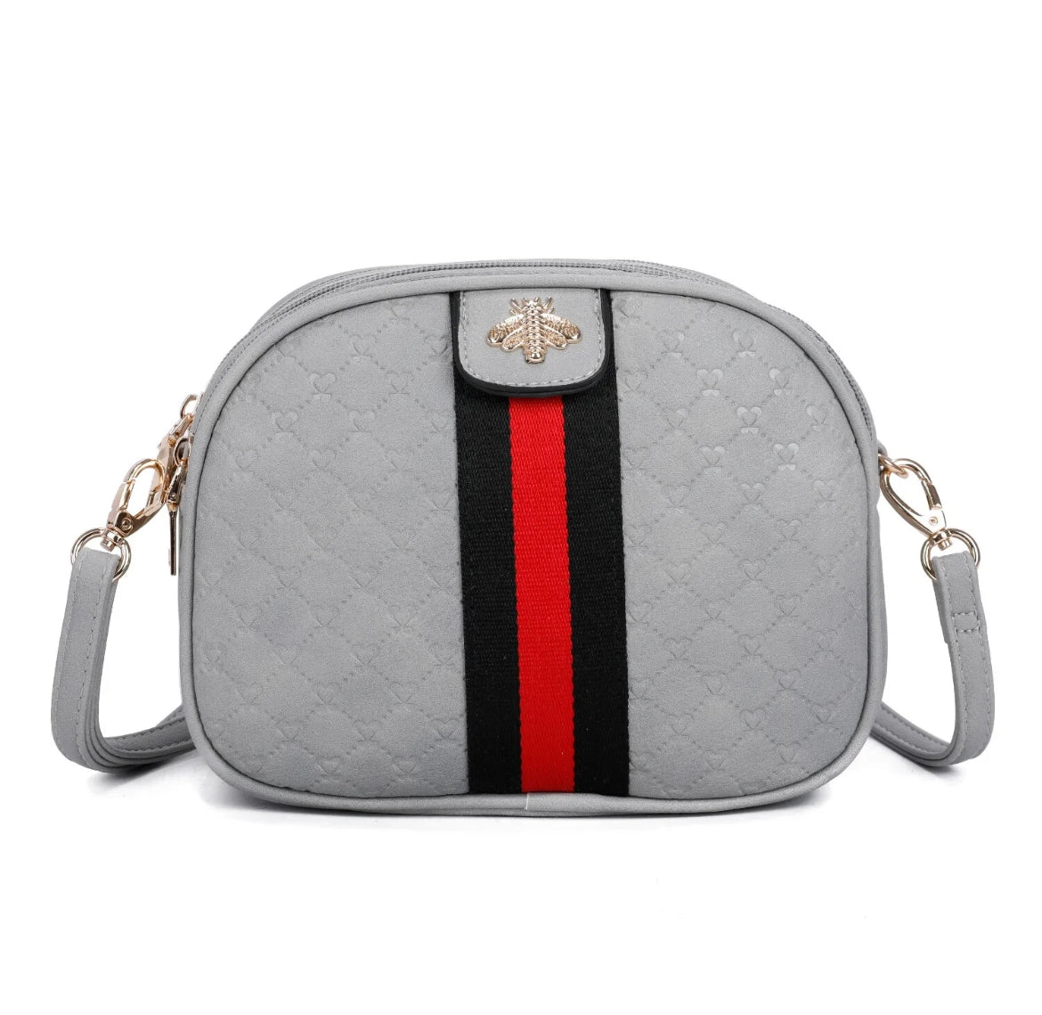 Women Faux Leather Smart Bee Cross Body Bag Triple zipped Messenger Shoulder Bag