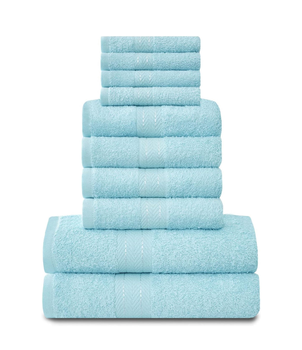 Towels Family Bale Set - 10 Piece 100% Egyptian Cotton, 4x Face 4x Hand 2x Bath Towe