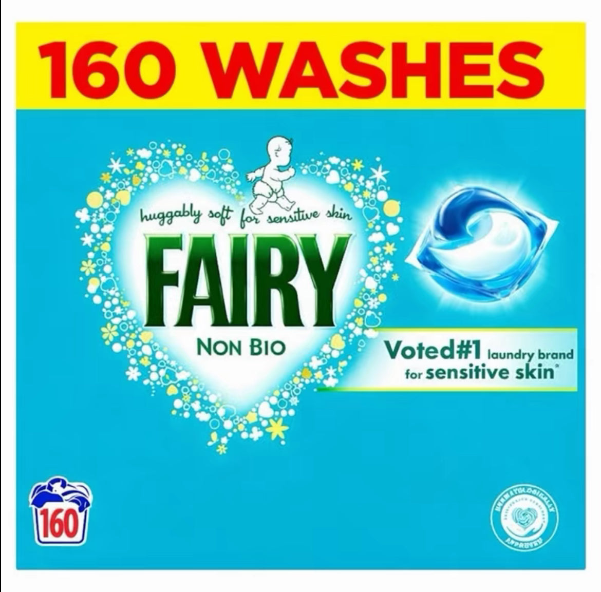 Fairy Non Bio PODS Washing Liquid Capsules XXL Mega Pack, For Sensitive Skin