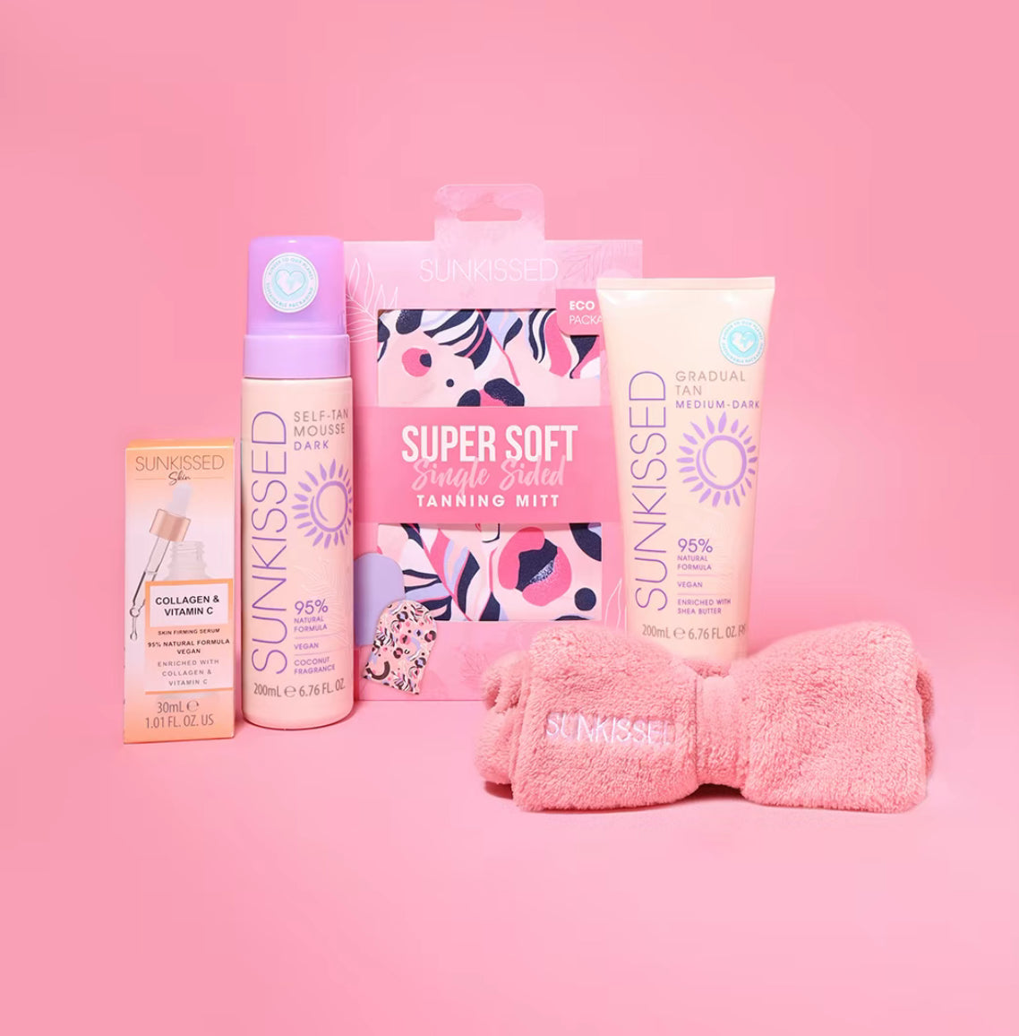 Sunkissed Pure Glow Tan Bundle Shade Dark – Self Tan Mousse, Tan Mitt