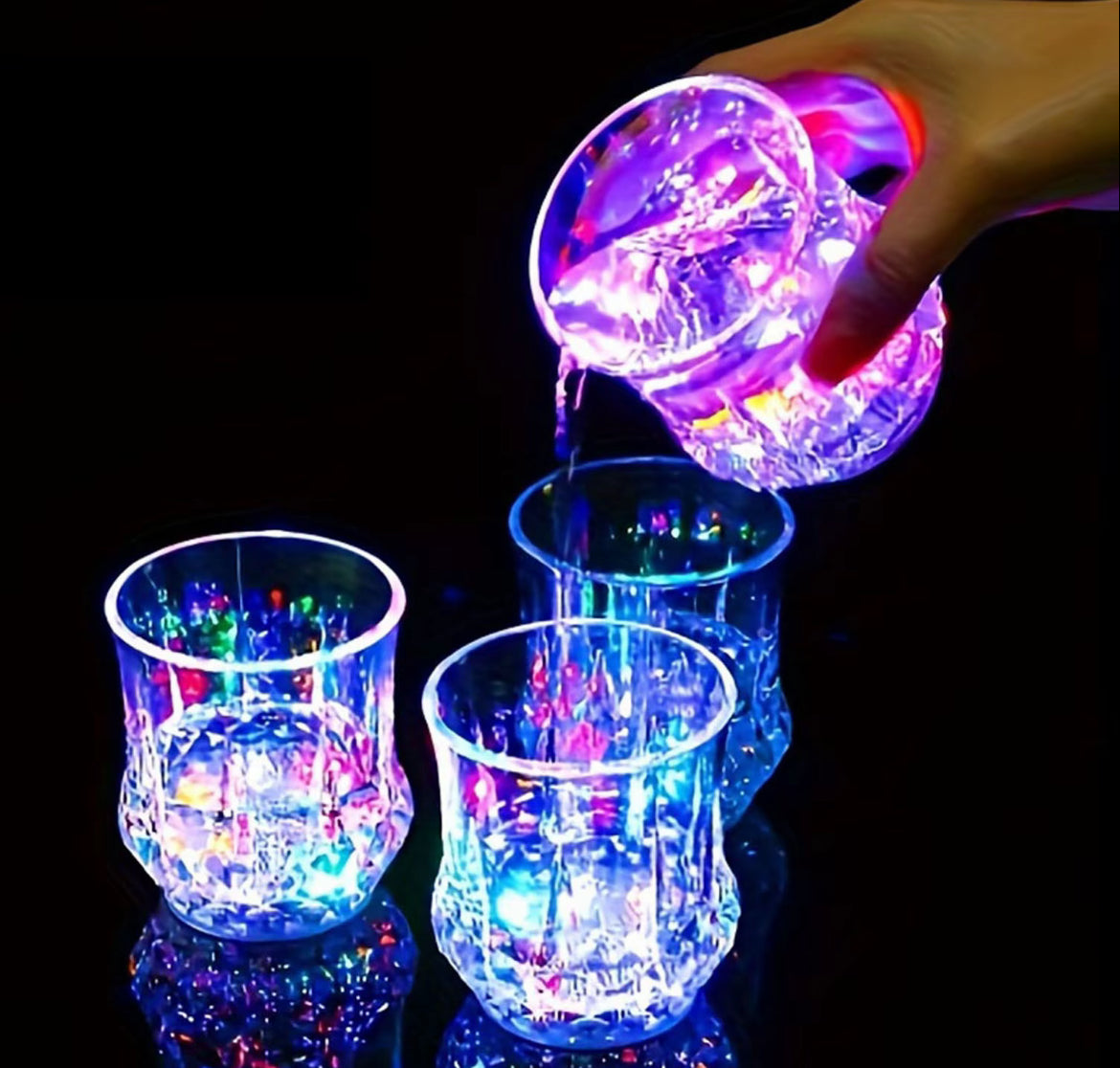 2-4-6 Pack Liguid Activated Flash Drinking Crystal Cups, Multicolor LED Glowing