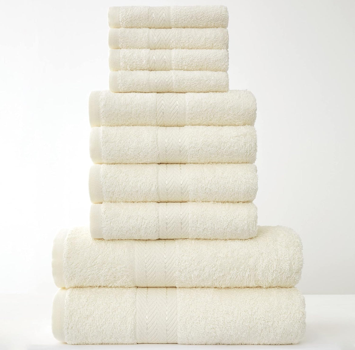 Towels Family Bale Set - 10 Piece 100% Egyptian Cotton, 4x Face 4x Hand 2x Bath Towe