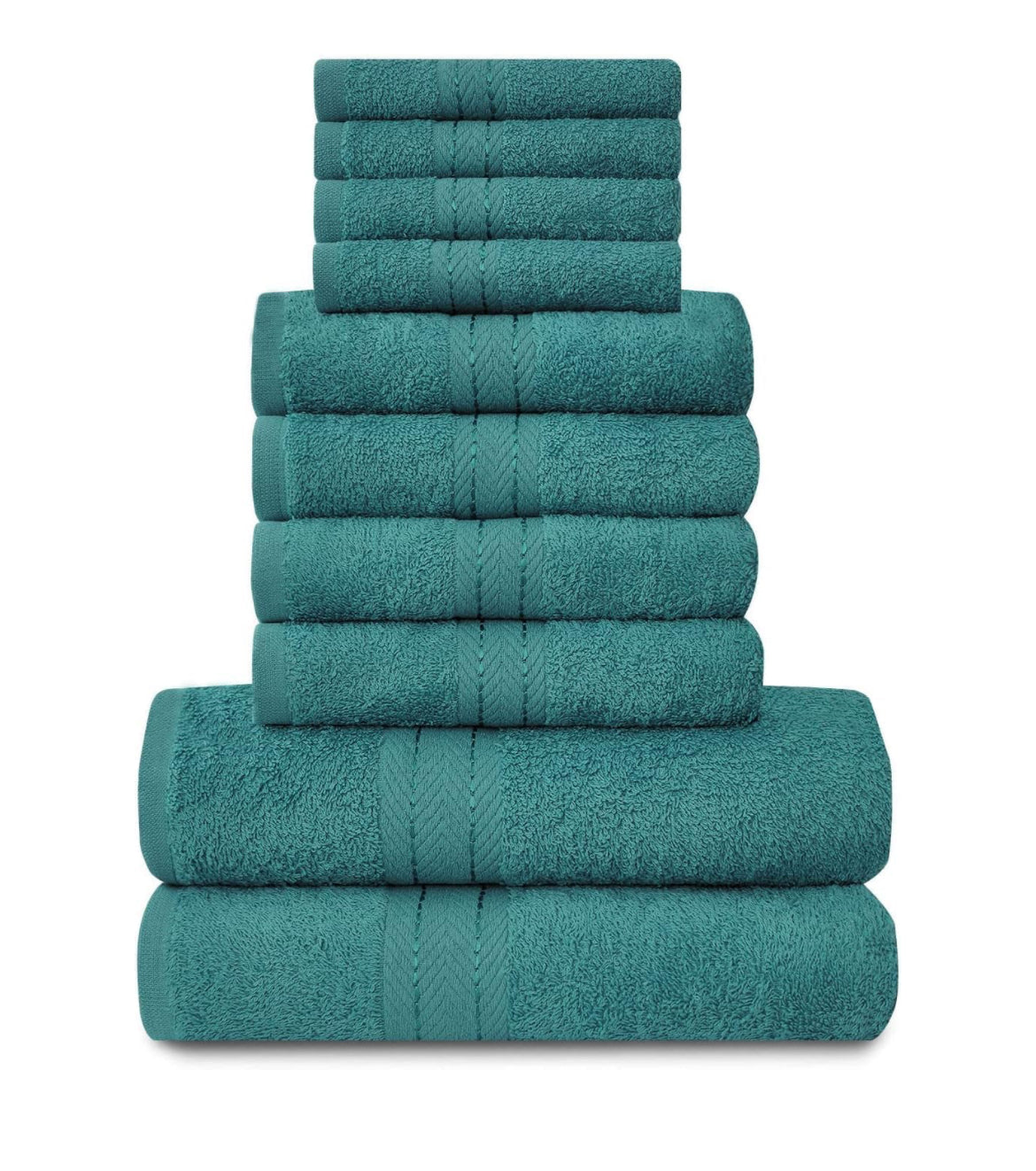 Towels Family Bale Set - 10 Piece 100% Egyptian Cotton, 4x Face 4x Hand 2x Bath Towe