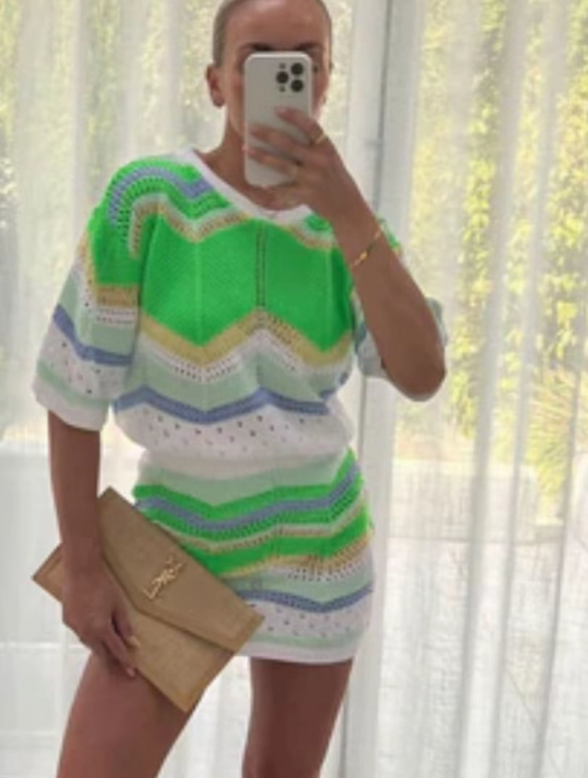XARA. Loui Knitted Skirt Set Co Ord Two Piece 2pc Crochet Top Jumper Skirt Black Beige Crea