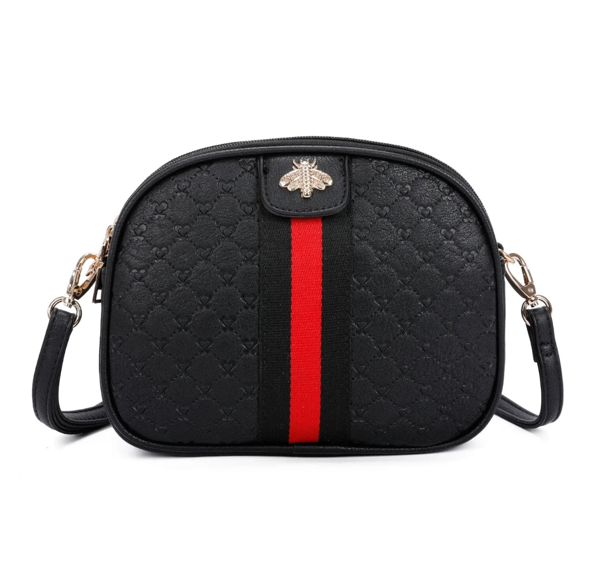 Women Faux Leather Smart Bee Cross Body Bag Triple zipped Messenger Shoulder Bag