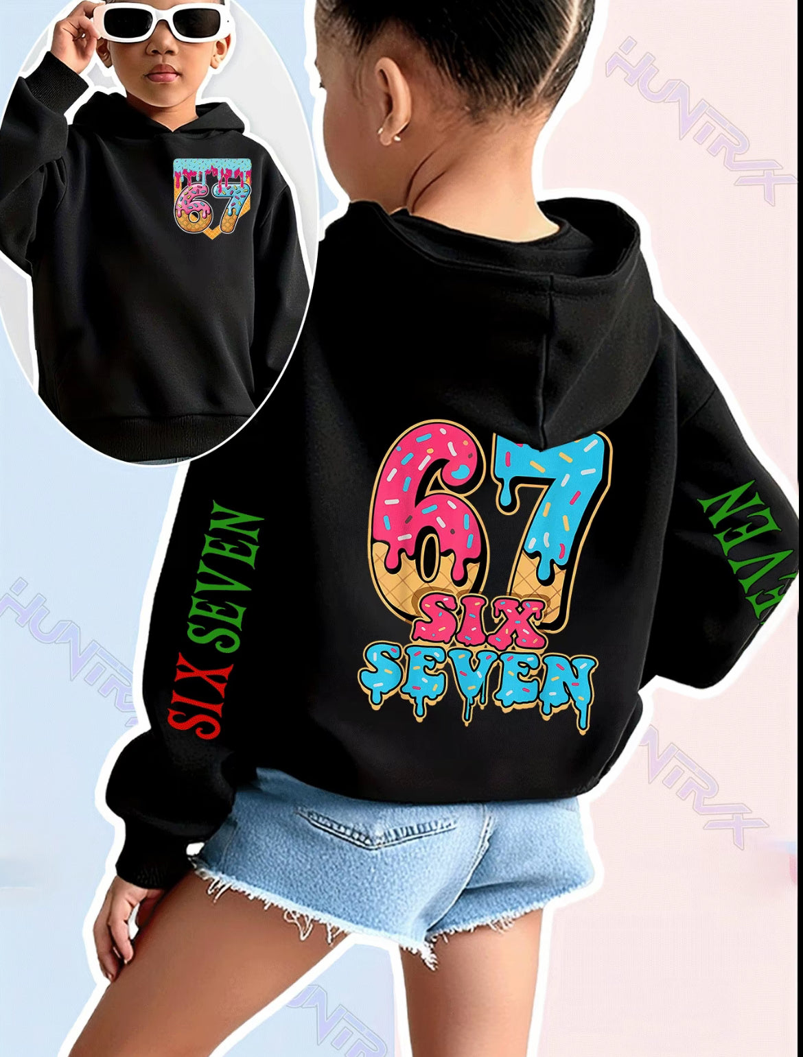 Girls' Fun Number Print Hoodie