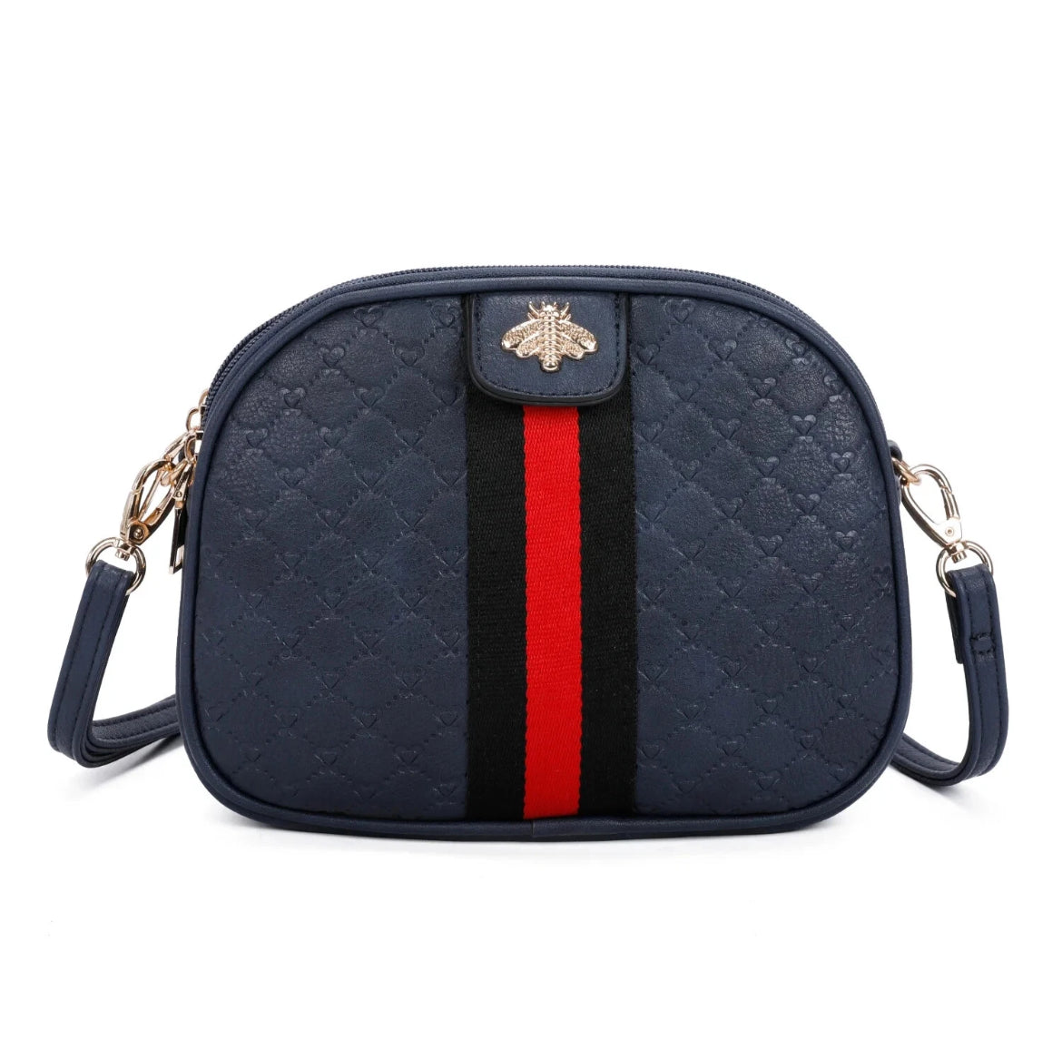 Women Faux Leather Smart Bee Cross Body Bag Triple zipped Messenger Shoulder Bag