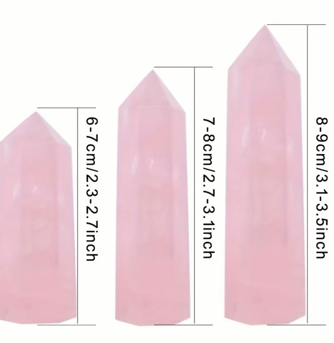 Natural Rose Quartz Crystal Tower Healing Wand Stone Point Faceted Prism Carve