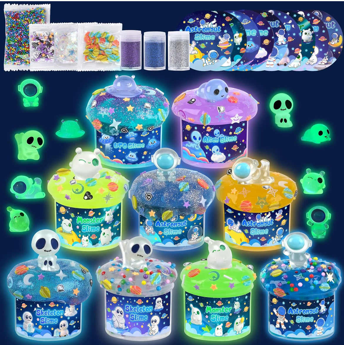 Galaxy Glow-in-The-Dark Slime Kit 9 Pack