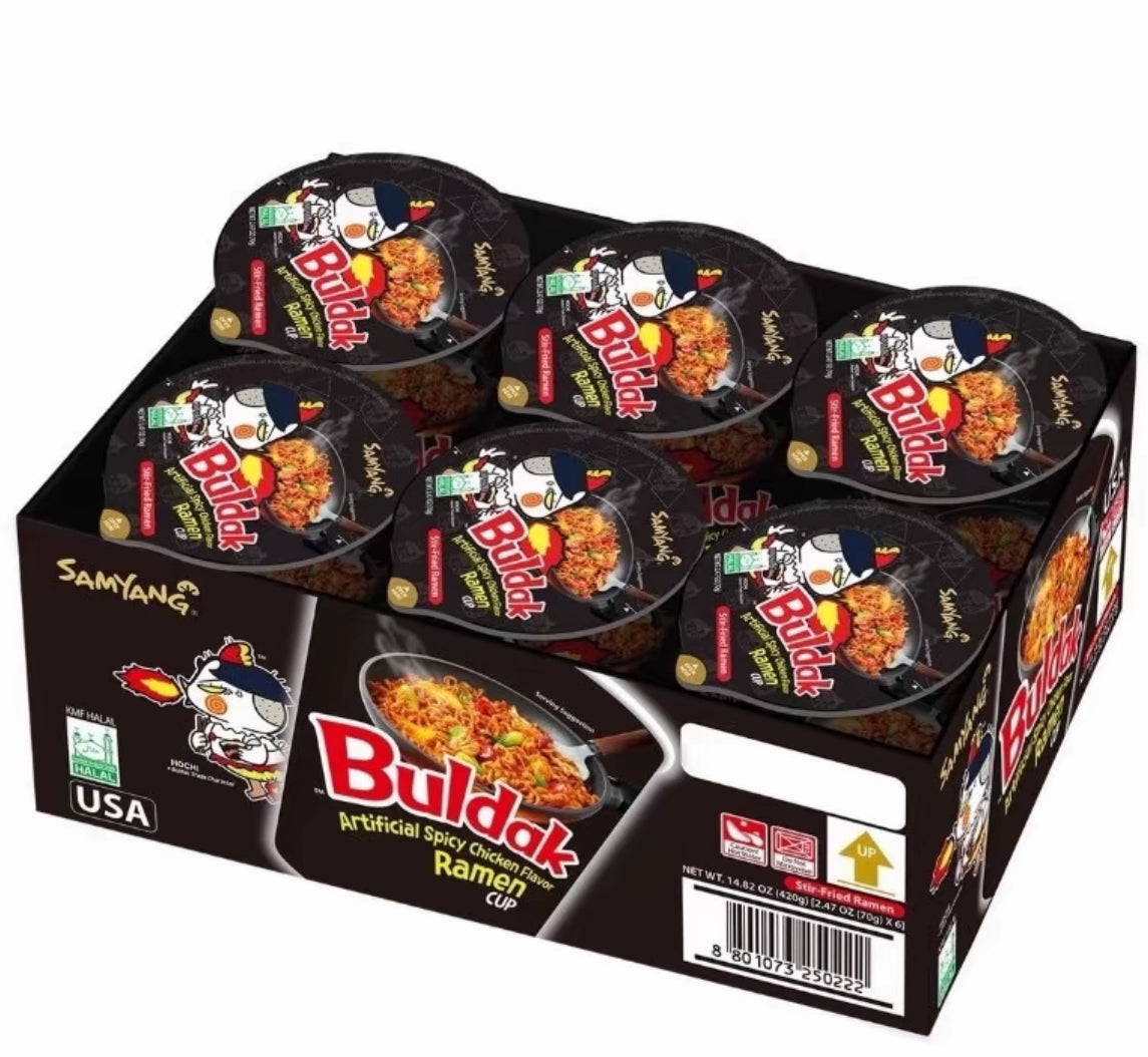 Samyang Buldak Hot Chicken Cup 6 × 70g - Please Select Flavour