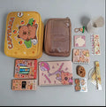 Cute Cartoon Capybara Design Stationery Set, 1 Set Including Pencil Case & Stationery,