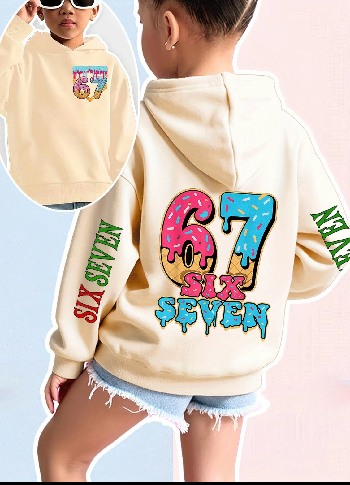 Girls' Fun Number Print Hoodie