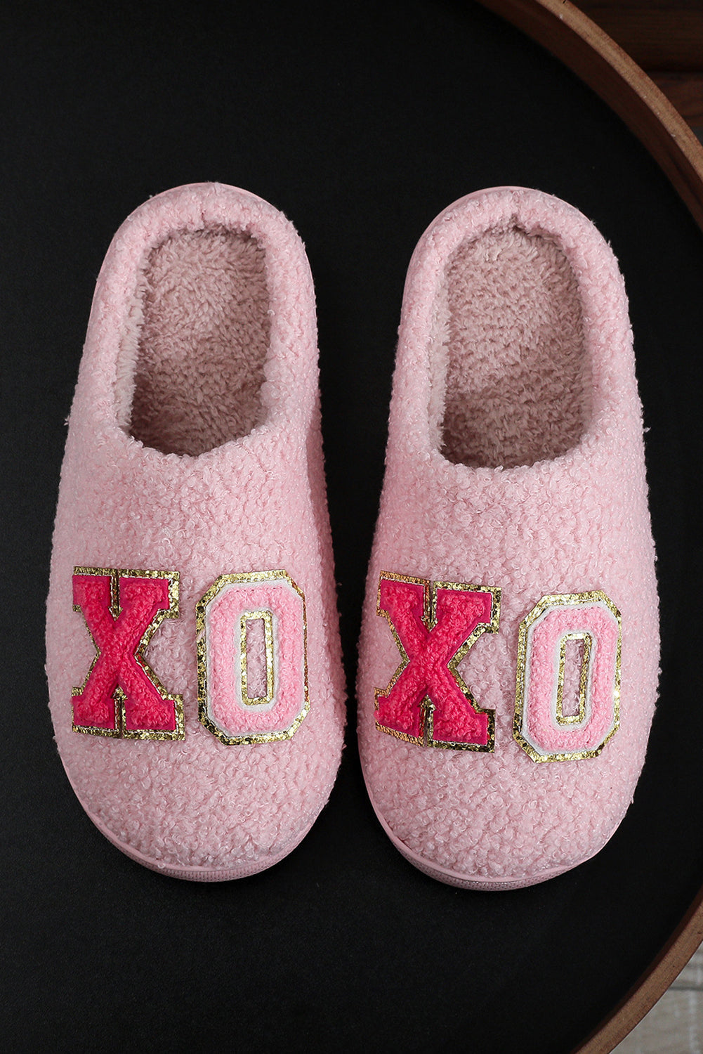'XO XO' Letter Glitter Slippers