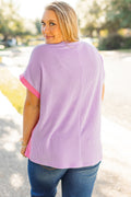 Rose Red Leopard Colourblock Patchwork Ribbed Knit Plus Size T Shirt
