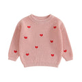 BABY GIRL KNIT SWEATER LOVE HEART EMBROIDERY SWEATSHIRT PULLOVER