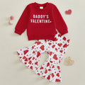 CITGEETT LONG SLEEVE SWEATSHIRT HEART PATTERN FLARE PANTS SET