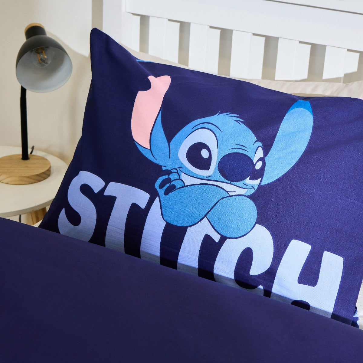 Stitch Printed Duvet Cover Set, Blue - Single