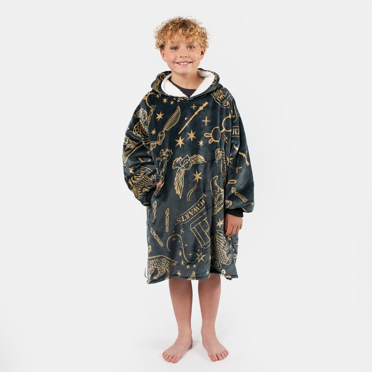 Kids Harry Potter Hogwarts Hoodie Blanket - Black