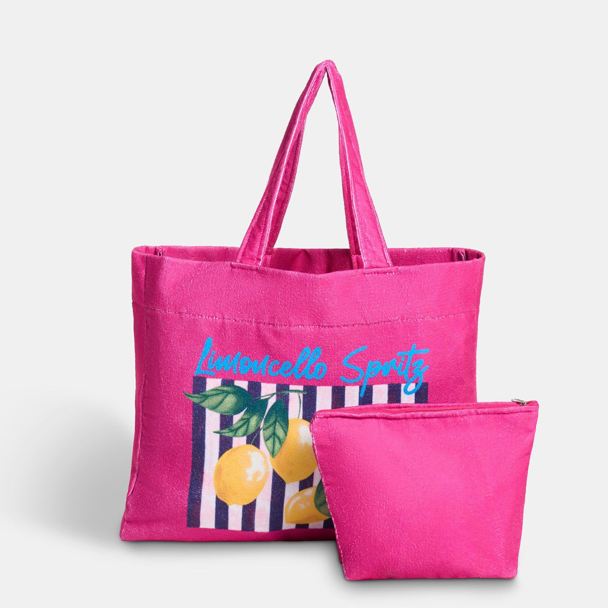Limoncello Spritz Slogan Beach Bag & Pouch - Pink