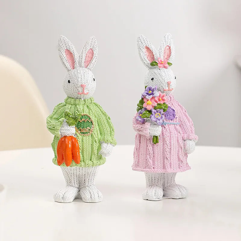 2pc Nordic Style Synthetic Resin Easter Rabbit Ornament