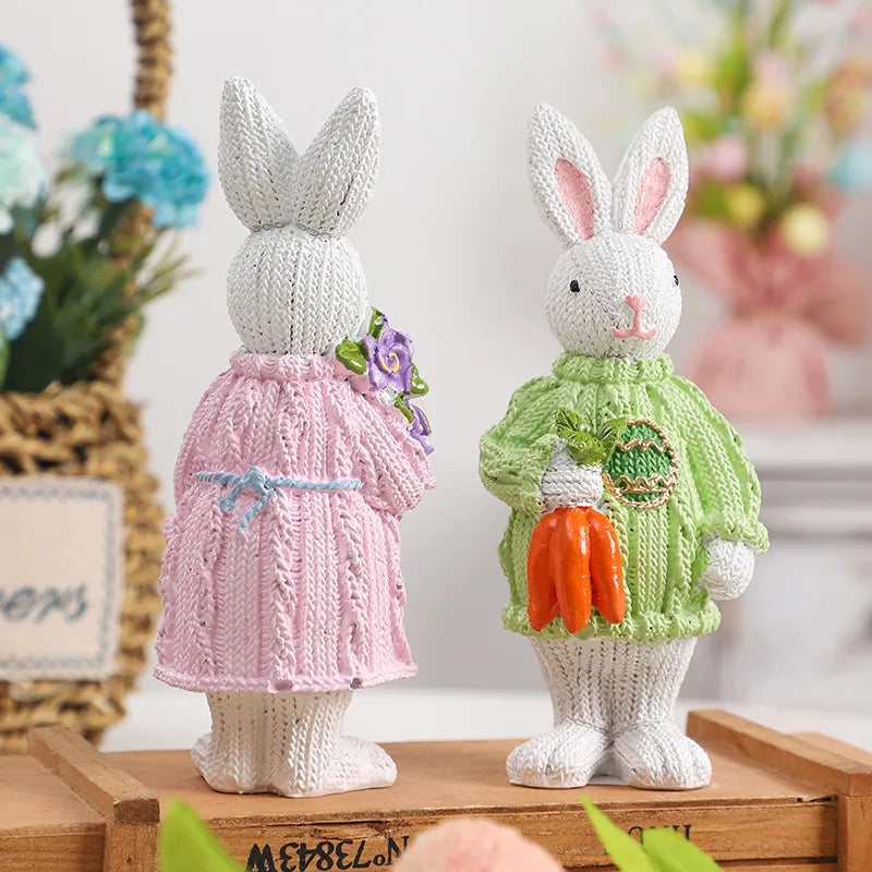 2pc Nordic Style Synthetic Resin Easter Rabbit Ornament