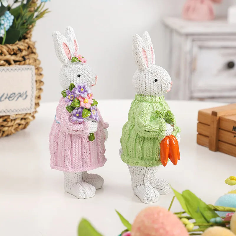 2pc Nordic Style Synthetic Resin Easter Rabbit Ornament