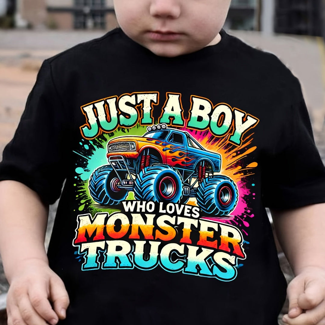 Just A Boy Who Loves Monster Trucks T-shirt 1-8 Year