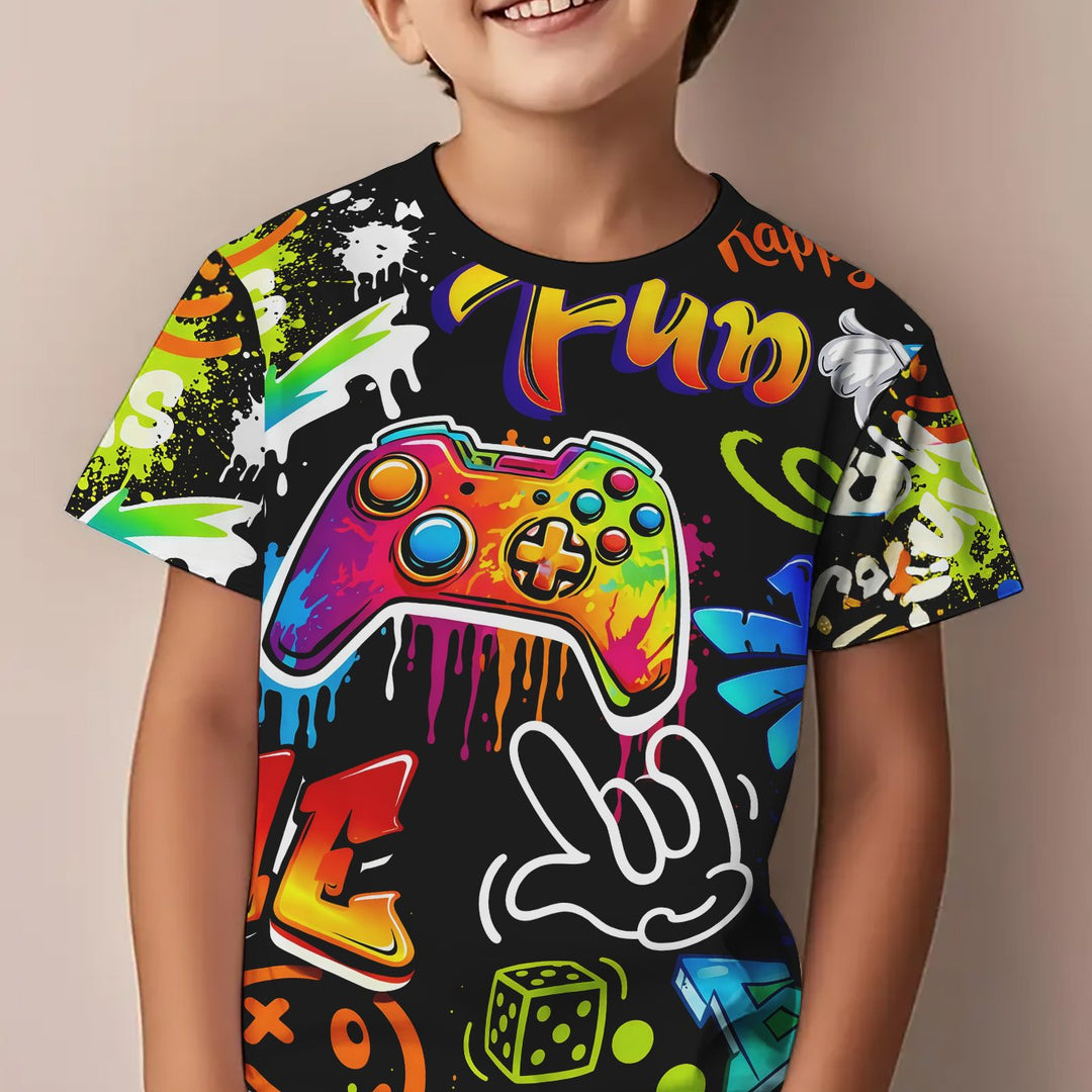 Kids' Pixel Game Controller Print T-Shirt 5-13 years