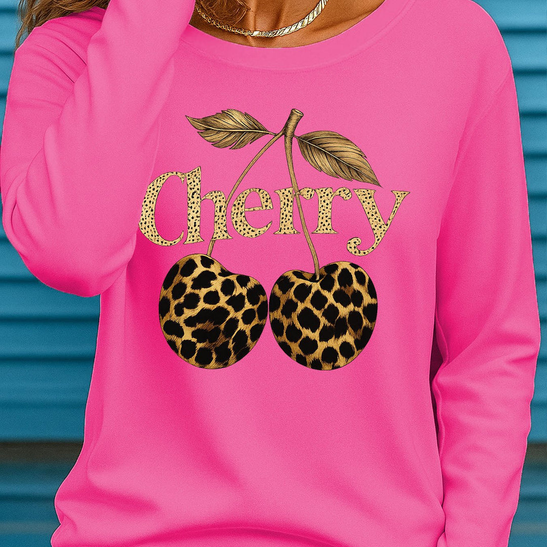 Women's Curve Long Sleeve T-Shirt with Sweet Cherry Print 18-26