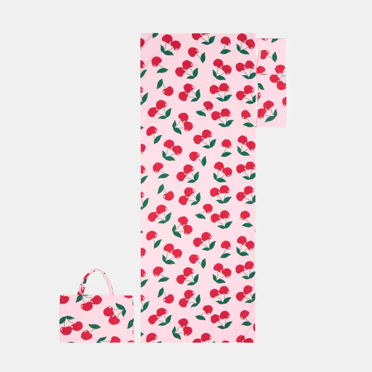 Cherry Print Beach Towel in a Bag - Pink