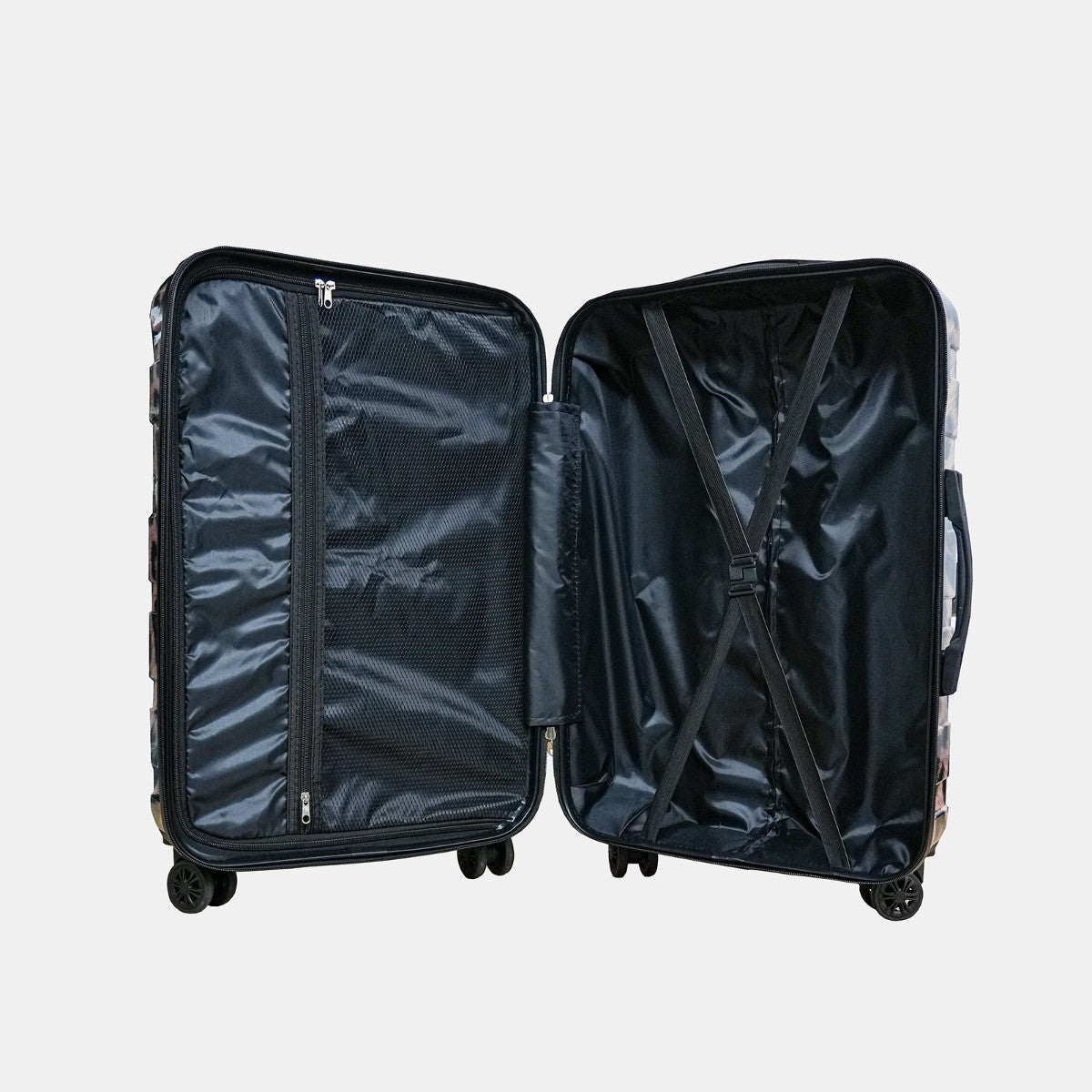 4 Wheel Leopard Print Hard Shell Suitcase, Natural - 3 Pack