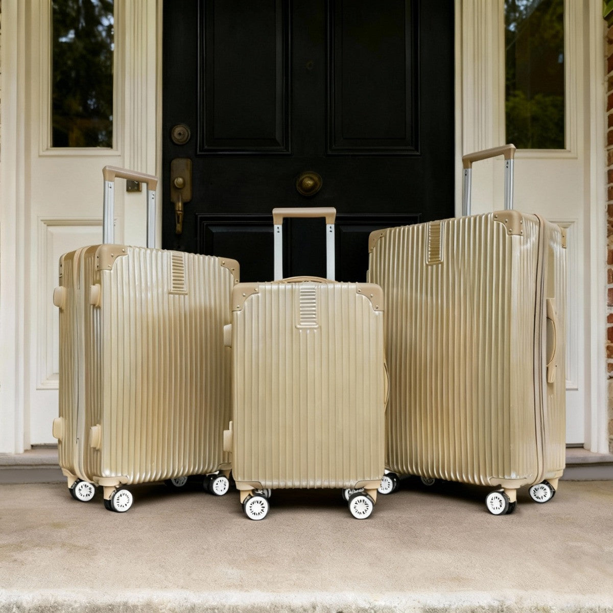 4 Wheel Hard Shell Metallic Suitcase