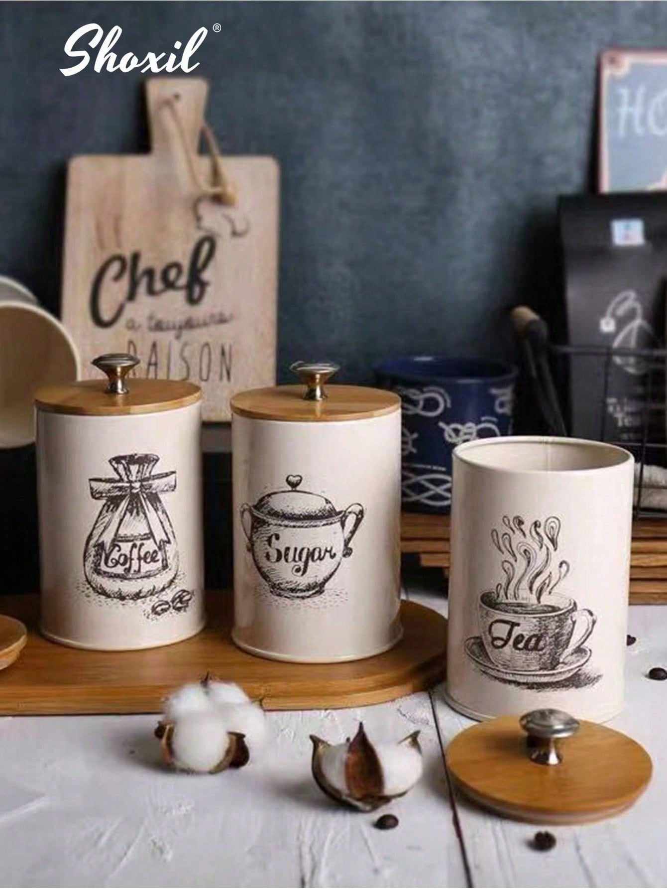 3pcs Sugar , Coffee, Tea canisters