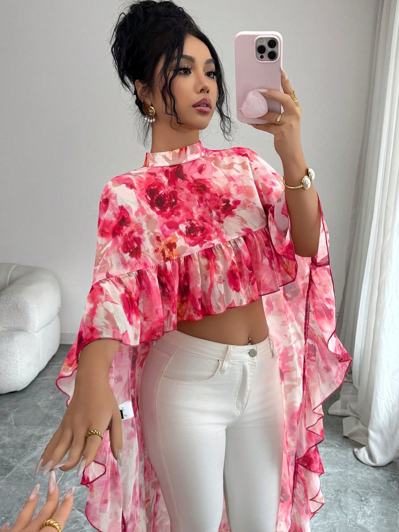 Cropped Ruffle Blouse